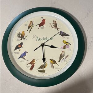 Audubon Green and White Singing Bird Wall Clock